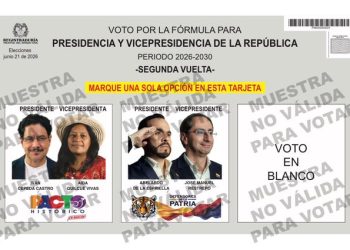 Así quedó la tarjeta electoral con la que se elegirá al próximo presidente de Colombia