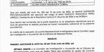 Representante que pidió suspender a Petro modifica decisión y remite el caso a la plenaria de la Comisión