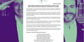Grupo Libertad y Democracia felicita a Abelardo de la Espriella y José Manuel Restrepo como nuevo presidente y vicepresidente de Colombia