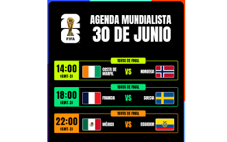 Programación: Dieciseisavos de Final Mundial 2026 (Martes 30 de Junio)