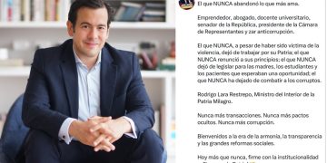 Abelardo de la Espriella anuncia a Rodrigo Lara Restrepo como ministro del Interior