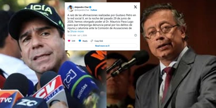 Alejandro Char denunciará a Gustavo Petro por injuria y calumnia tras publicaciones en X