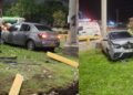 Se volvió a prender la alarma en Las Flores: carro terminó contra las barandas de la rotonda