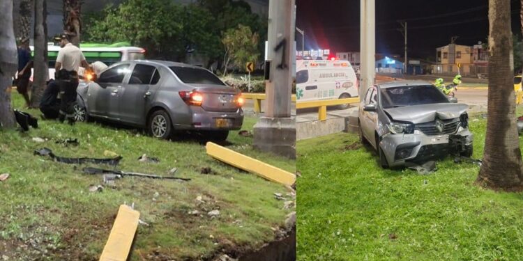 Se volvió a prender la alarma en Las Flores: carro terminó contra las barandas de la rotonda