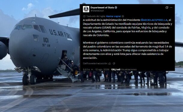 Estados Unidos redobla su apoyo a Colombia tras el terremoto y despliega equipos de rescate