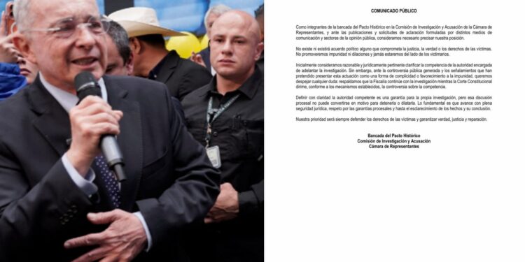 Pacto Histórico marca distancia de la polémica por el caso Uribe y respalda que la Fiscalía continúe investigando
