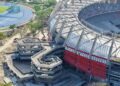 La nueva fachada del Supermetro avanza y transforma la imagen del escenario deportivo