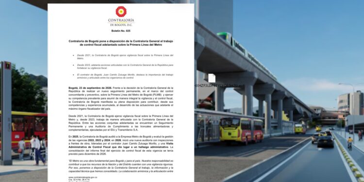 Contraloría de Bogotá pone a disposición de la Contraloría General sus hallazgos sobre el Metro