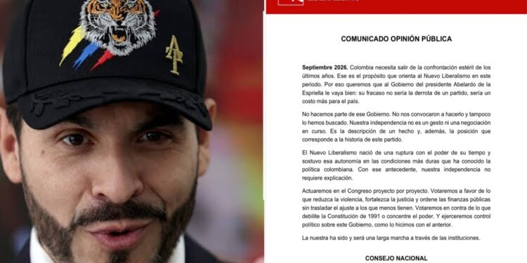 Nuevo Liberalismo se declara en independencia del Gobierno de Abelardo de la Espriella: es el segundo partido en tomar distancia