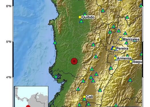 Sismo de magnitud 4,5 sacudió Istmina, Chocó, durante la madrugada y fue sentido en Pereira