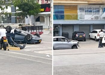 Aparatoso choque en la Calle 84 con Carrera 43, donde el semáforo no funcionaba