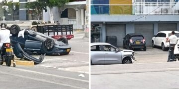 Aparatoso choque en la Calle 84 con Carrera 43, donde el semáforo no funcionaba