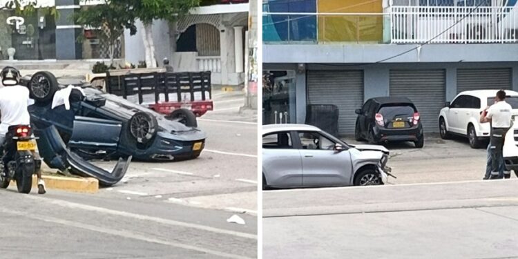 Aparatoso choque en la Calle 84 con Carrera 43, donde el semáforo no funcionaba