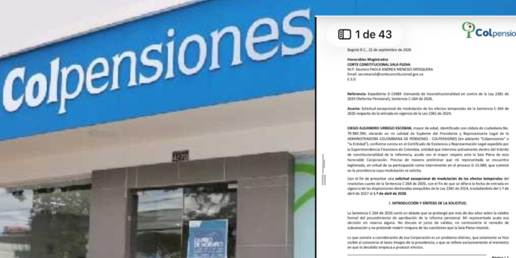 Colpensiones pide a la Corte aplazar un año la entrada en vigencia de la reforma pensional