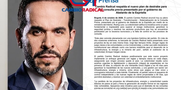 Cambio Radical respalda plan del Gobierno para destrabar la consulta previa y reducir trámites